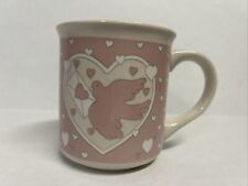 Lillian Vernon 1982 Pink Dove Heart Valentine Coffee Tea Mug Orsign Korea picture
