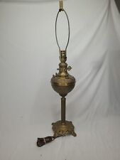 B&H Bradley Hubbard Brass Antique Table Parlor Banquet Oil Lamp Electrified picture