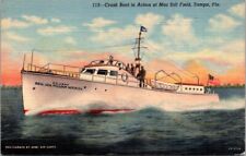 Tampa Florida FL Crash Boat in Action at Mac Dill Field Vintage Postcard PM 1943 picture