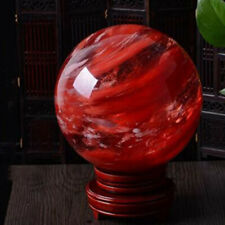 80mm Natural Red Smelting Stone Orb Ball Chakra Healing Quartz Crystal Sphere  picture