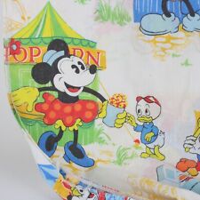 Walt Disney Prod VTG Twin Fitted Sheet 1 Pillowcase FAIR CARNIVAL Mickey Friends picture