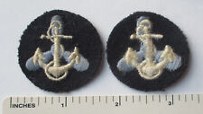 Pair WW2 Vintage US NAVY WAVES Women Reserve Collar PATCH Insignia on Blue Wool picture