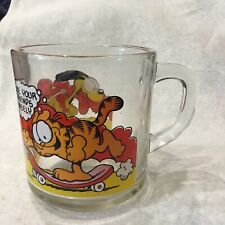 Vintage 1978 McDonald’s Garfield Glass Cup Mug Jim Davis Odie Skateboarding picture
