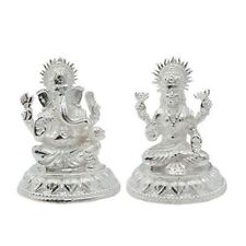 Indian Traditional Silver Laxmiji & Ganpatiji Round Designer For Puja 105gm picture