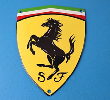 Vintage Ferrari Sign - Italian Racing Shield Badge Porcelain Auto Gas Pump Sign picture