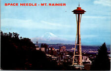 Vtg 1960s Space Needle Mt Rainer Seattle Washington WA World's Fair Postcard picture