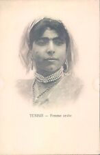 TUNISIA Young Arab woman portrait 1900s litho PC picture