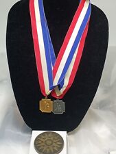 Vintage Ibm Medals With Ribbons 1st Ibm Olympiad And Western Region 1966... picture
