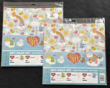 (2) CARE BEARS Gift Wrap Kit Birthday Wrapping Paper Scrapbook 36 sqft 40th Annv picture