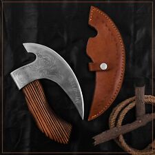 Viking Pizza Axe Handmade Stainless Steel Damascus Pizza Cutter With Rose Wood picture