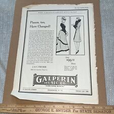 Antique 1929 Ad: Galperin Music Company Charleston WV J & C Fischer Pianos Piano picture