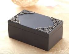 BLACK VINTAGE RECTANGLE WOOD WIND UP MUIC BOX  :  A THOUSAND YEARS picture