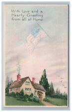 1919 Gibson Lines Hearty Greeting USA Flag Home Postcard Patriotic picture