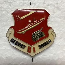 Desert Storm 91 Lapel Hat Shield Military Pin Enamel Vintage Veteran Army P18 picture