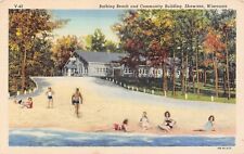 Shawano WI Wisconsin Lake Bathing Beach Beauty Bikini 1930s UNP Vtg Postcard V4 picture