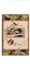 Davidson Bros. Christmas antique postcard / three birds / printed Germany picture