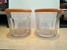 Vintage Luminarc France 500 ml Jam Jar 10 sided Glass Containers Orange Lids picture
