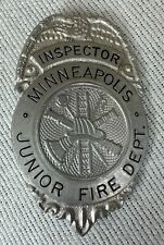 1950s Vintage Minneapolis Junior Fire Department badge metal MN Tin Litho Toy picture
