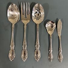 Vintage Oneida Wordsworth Stainless SERVING PIECES  Flowers Scroll Flatware 5 PC picture