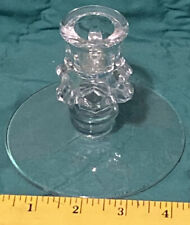 Vintage Clear Glass Candle Stick Holder Ornate Etched Cattails picture