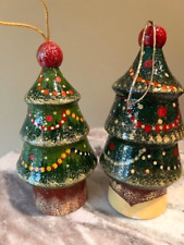 Vintage Russian Hohloma (Khokhloma) Wood Christmas Tree Ornaments, set of 2 picture