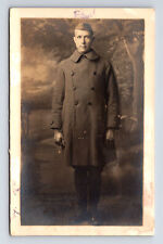 RPPC Unknown Soldier Portrait in Coat Real Photo Postcard picture