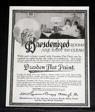 1917 OLD MAGAZINE PRINT AD, DRESDEN FLAT PAINT FOR ROOMS THAT ARE EASY TO CLEAN picture