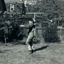 Boy Football Uniform Passing Ball Vintage B&W Photograph Snapshot 3.25 x 5 picture