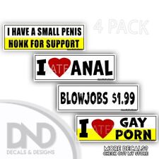 Set of 4 prank magnetic OR bumper sticker magnet funny hilarious I love gay porn picture