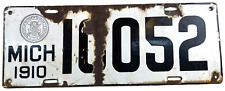 Michigan 1910 Old License Plate Porcelain Auto Tag Vintage Wall Decor Collector picture