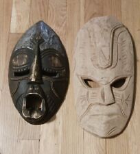 Pair of vintage Tribal Carving Hand Carved Wood Mask from Ghana or Granada picture
