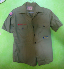 Vintage Olive Green BSA Boy Scout uniform shirt Short Sleeve arrow of the light picture