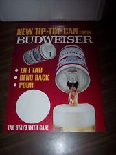 Vintage 1975 Budweiser Cardboard Easel Back Store Display Sign New Tip-Top Can picture