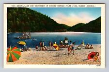 Marion VA-Virginia, Hungry Mother State Park, Lake, Beach, Vintage Postcard picture