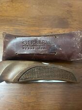 Vintage Gerber Folding  Knife Checkered Walnut Handle With Original Sheath picture