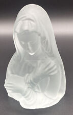 VINTAGE VIKING HAND MADE SATIN GLASS VIRGIN MARY SCULPTURE BEAUTIFUL HEAVY picture