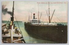 1908 Postcard Ocean Liner At Pier 10 Galveston Texas Tx picture