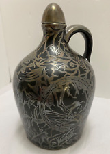 Rockwell Leaping Stag Silver Overlay Whisky Jug + Lid 1920 Stoneware Sprague picture
