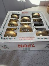 Vintage Noel Brand Glass Ball Christmas Ornaments, Gold & Glitter (1 Broken) picture