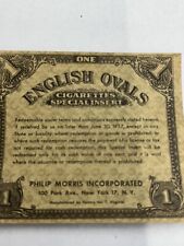1954 LOT OF 10 PHILIP MORRIS ENGLISH OVALS CIGARETTES SPECIAL PROMO CERTIFICATES picture