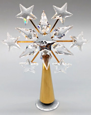 Swarovski Austrian Faceted Crystal Gold Plate Metal Small Tree Topper W/Stand picture