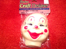 Vintage= Darice Craft Designer 4” Clown Face Plastic Masks Crafting Doll Part picture