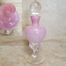 Vtg Pink Cased footed Perfume Bottle , clear stopper & foot picture