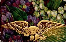 Vtg I Do Love Violets Embossed Gold Gilt Eagle 1910s Postcard picture