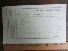 Antique Ephemera 1861 Tax Receipt Document Newbury Newburyport MA picture