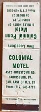 Colonial Motel Harrisburg PA Pennsylvania Vintage Matchbook Cover picture