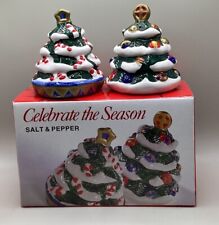 Old Fashioned Christmas Tree Salt & Pepper Shakers Holiday Gift Set of 2 picture
