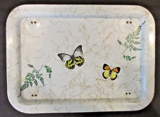 VINTAGE Butterfly MCM TV Table Bed Lap Tray Aluminum Metal Folding Legs 17x12.5 picture