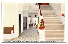 Vintage Corridor to Dining Rm & Stairway, Hotel Rockland, Rockland, ME Postcard picture