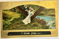 I Love You. 1909 vintage love and romance, postcard, man and woman. picture